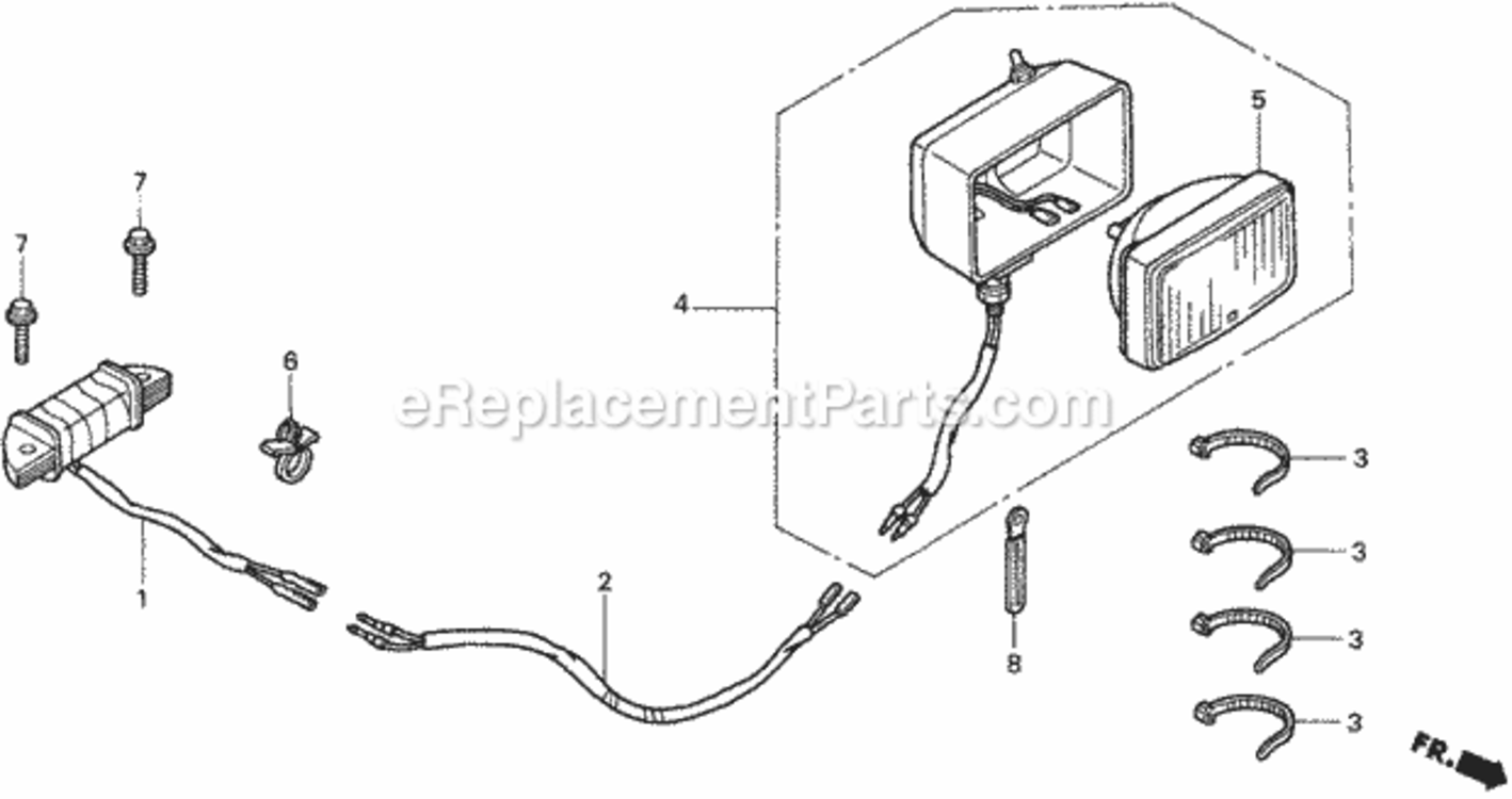 Headlight 1 Diagram and Parts List for H2013K1 Type SDACVIN# MZBF-6100001 Honda Lawn Tractor