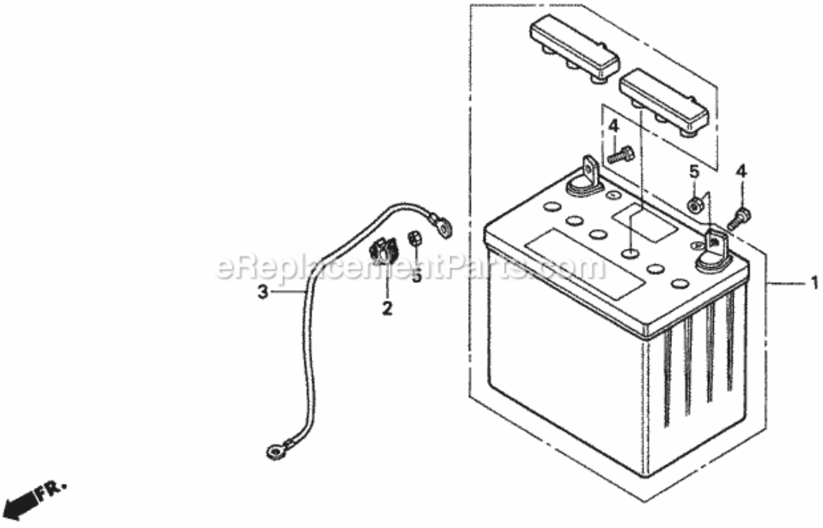 Battery Diagram and Parts List for H2013K1 Type SDACVIN# MZBF-6100001 Honda Lawn Tractor
