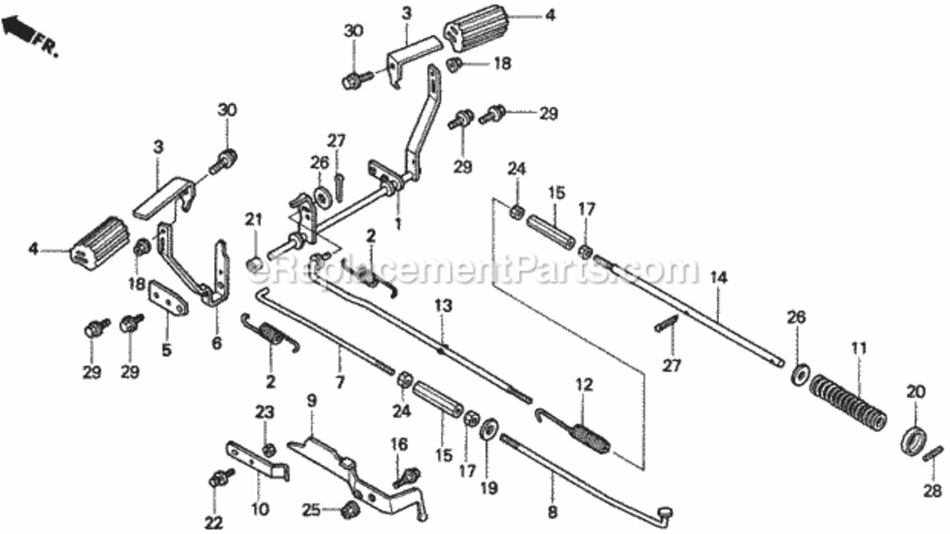 Pedal 1 Diagram and Parts List for H2013K1 Type SDACVIN# MZBF-6100001 Honda Lawn Tractor
