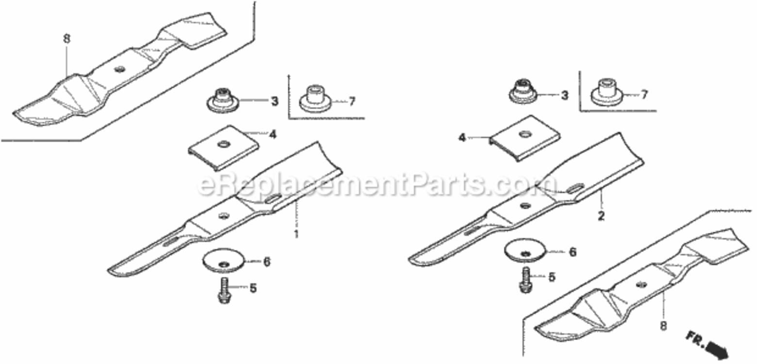 Rotary Blade 1 Diagram and Parts List for H2013K1 Type SDACVIN# MZBF-6100001 Honda Lawn Tractor