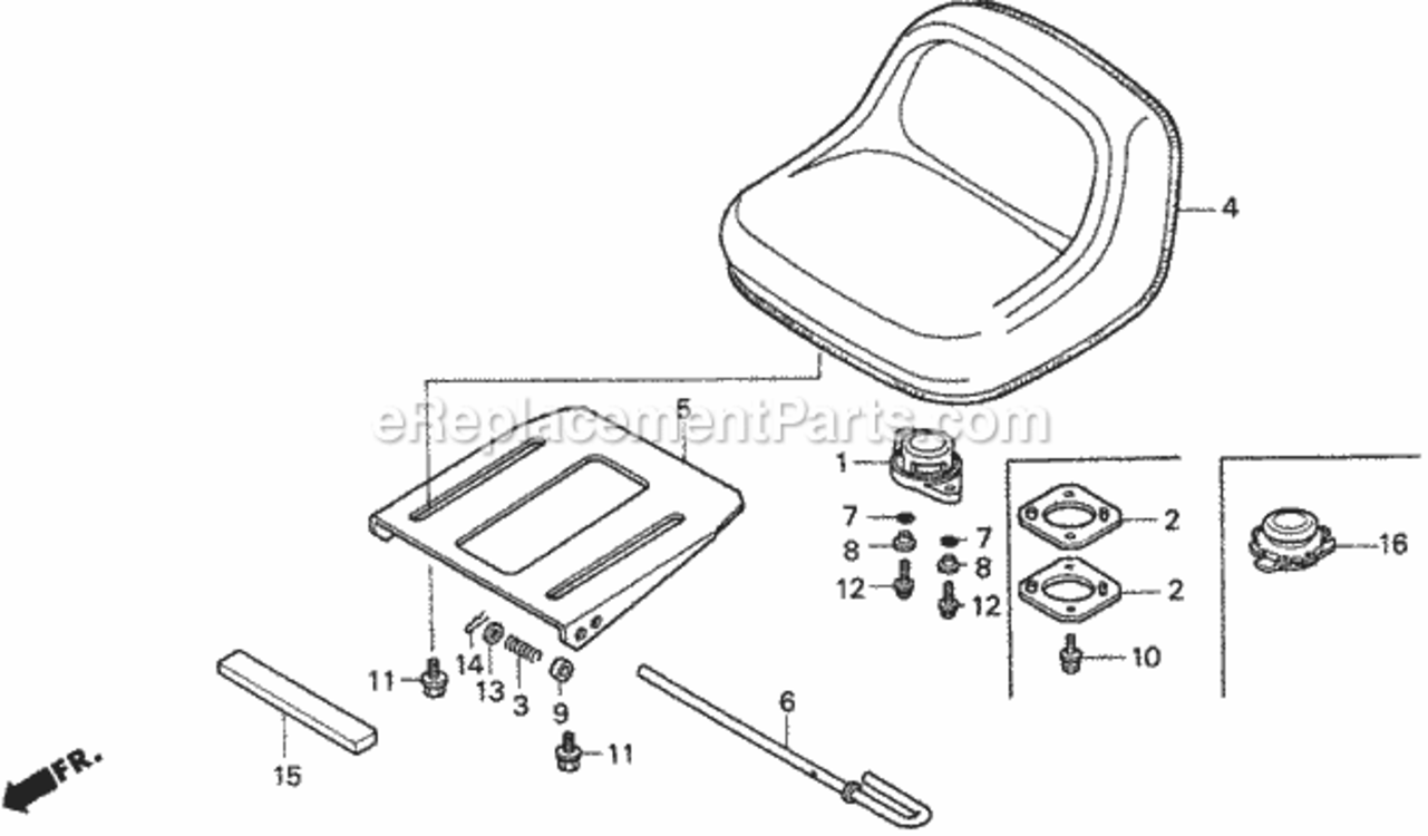 Seat Diagram and Parts List for H2013K1 Type SDACVIN# MZBF-6100001 Honda Lawn Tractor