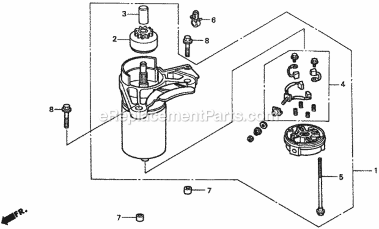 Starter Motor 2 Diagram and Parts List for H2013K1 Type SDACVIN# MZBF-6100001 Honda Lawn Tractor