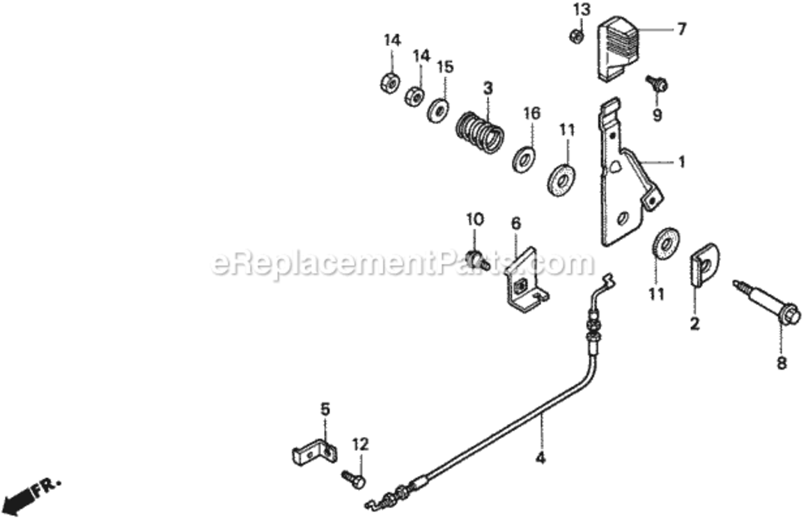 Throttle Lever Diagram and Parts List for H2013K1 Type SDACVIN# MZBF-6100001 Honda Lawn Tractor