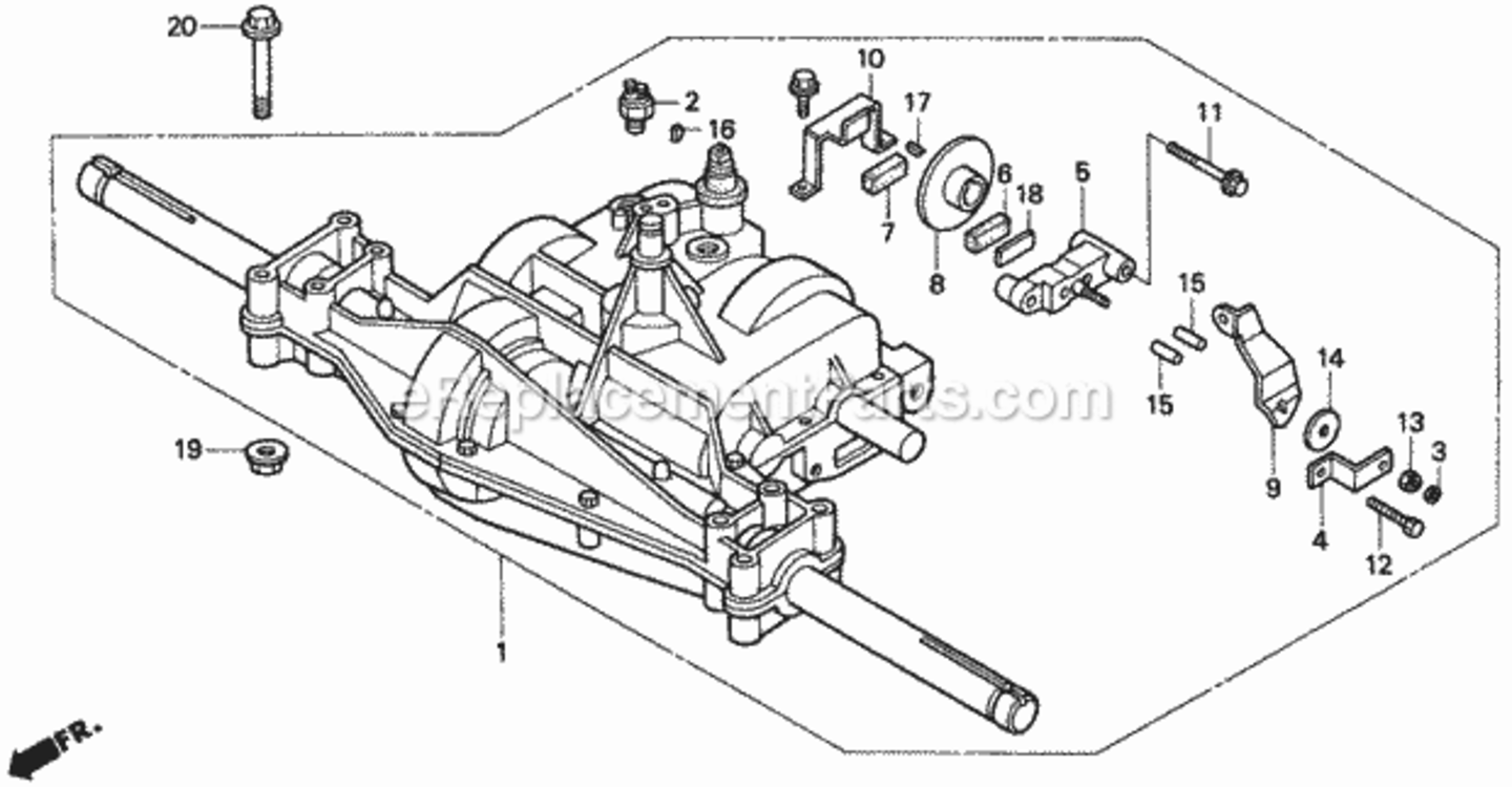 Transmission Diagram and Parts List for H2013K1 Type SDACVIN# MZBF-6100001 Honda Lawn Tractor