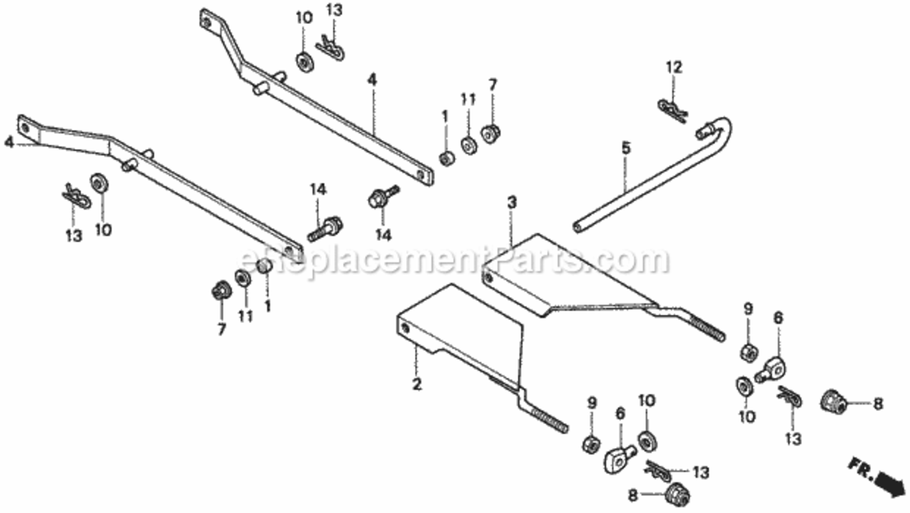 Cutter Deck Link Diagram and Parts List for H2013K1 Type SDACVIN# MZBF-6100001 Honda Lawn Tractor