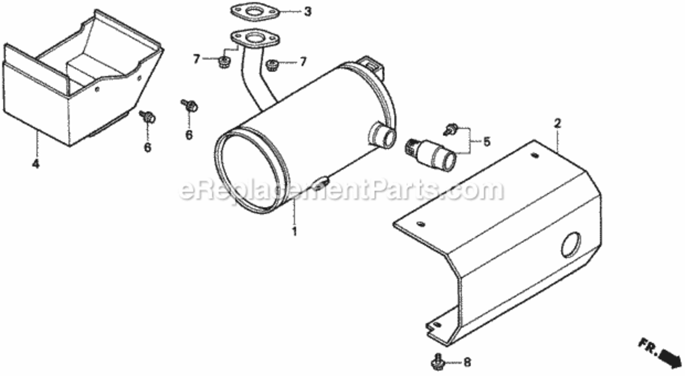 Muffler Diagram and Parts List for H2113 Type HMAVIN# MZBF-6200001 Honda Lawn Tractor