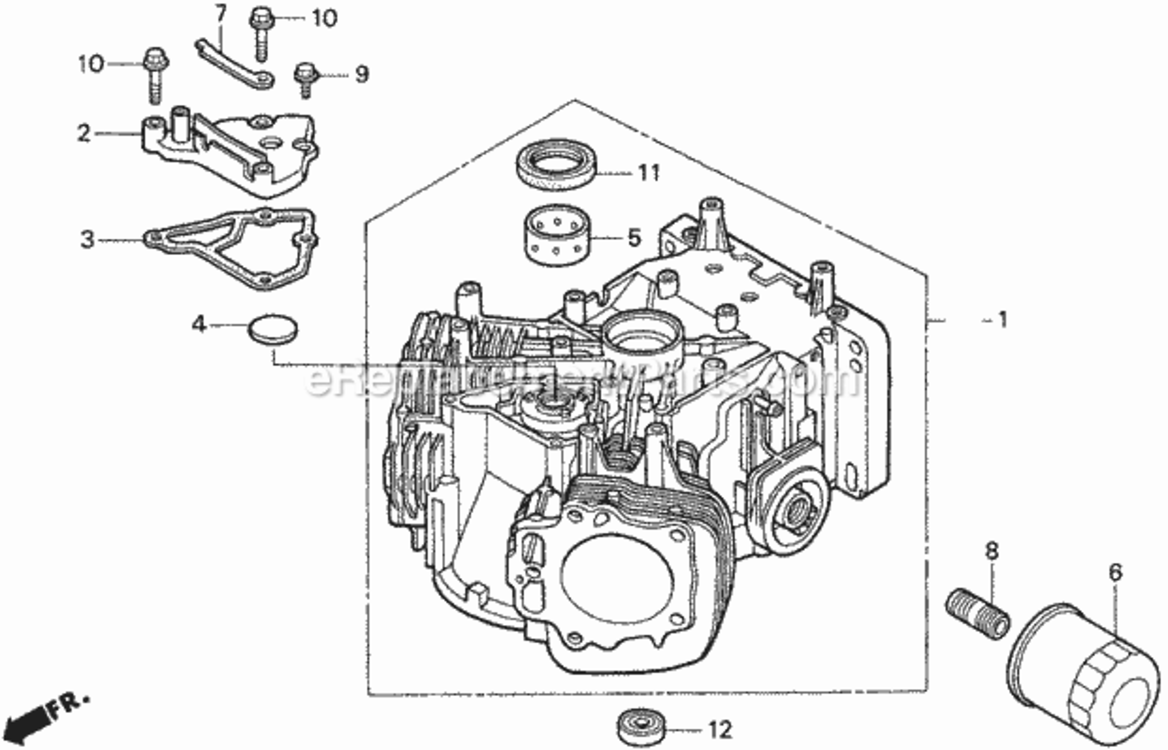 Cylinder Diagram and Parts List for HA4118 Type H38AVIN# MZCH-6000001 Honda Lawn Tractor