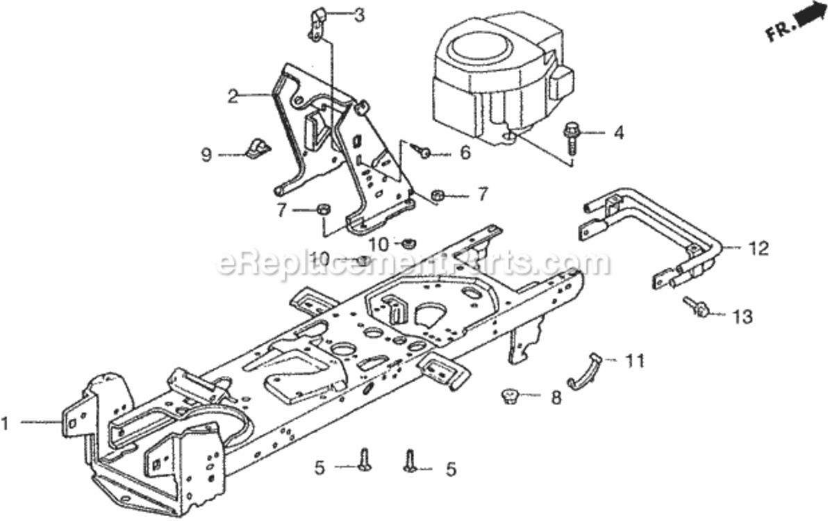 Frame Diagram and Parts List for HA4120 Type H48AVIN# MZCJ-6000001 Honda Lawn Tractor