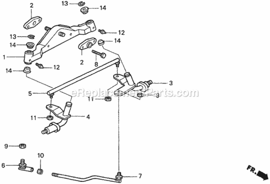 Front Axle Diagram and Parts List for HA4120 Type H48AVIN# MZCJ-6000001 Honda Lawn Tractor