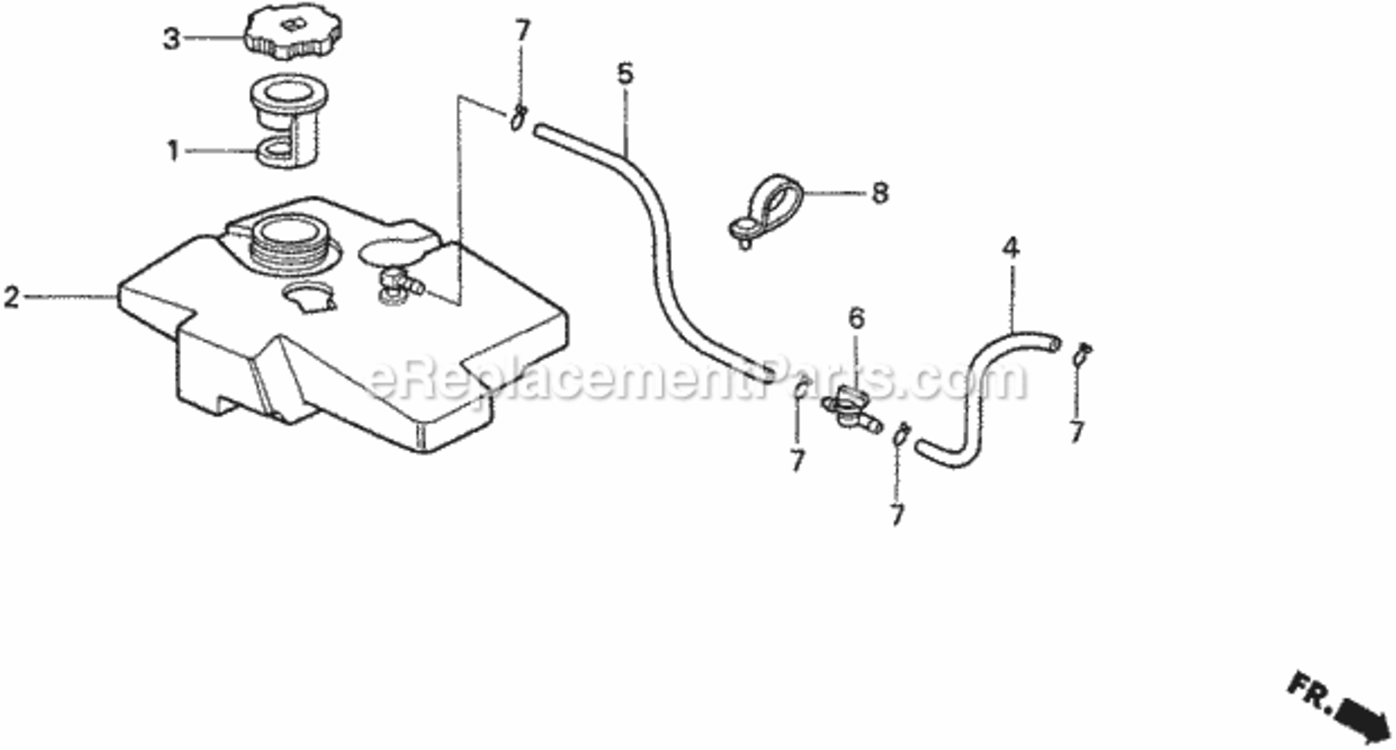 Fuel Tank And Gasket Kit Diagram and Parts List for HA4120 Type H48AVIN# MZCJ-6000001 Honda Lawn Tractor