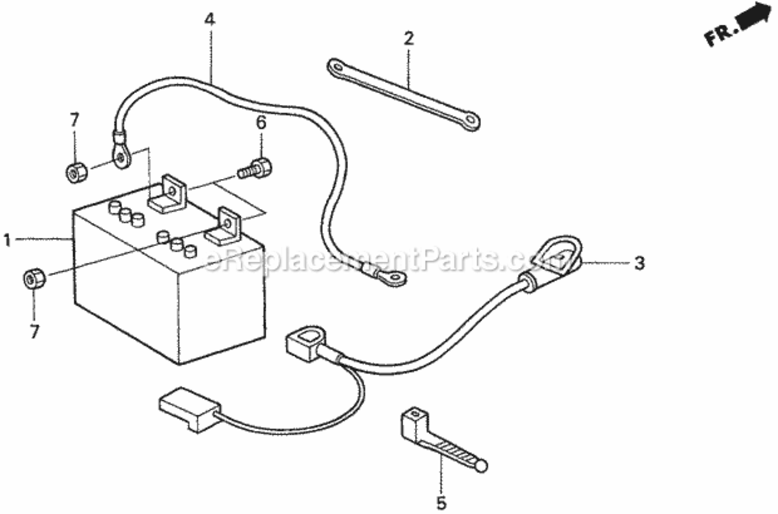 Battery Diagram and Parts List for HA4120 Type H48AVIN# MZCJ-6000001 Honda Lawn Tractor