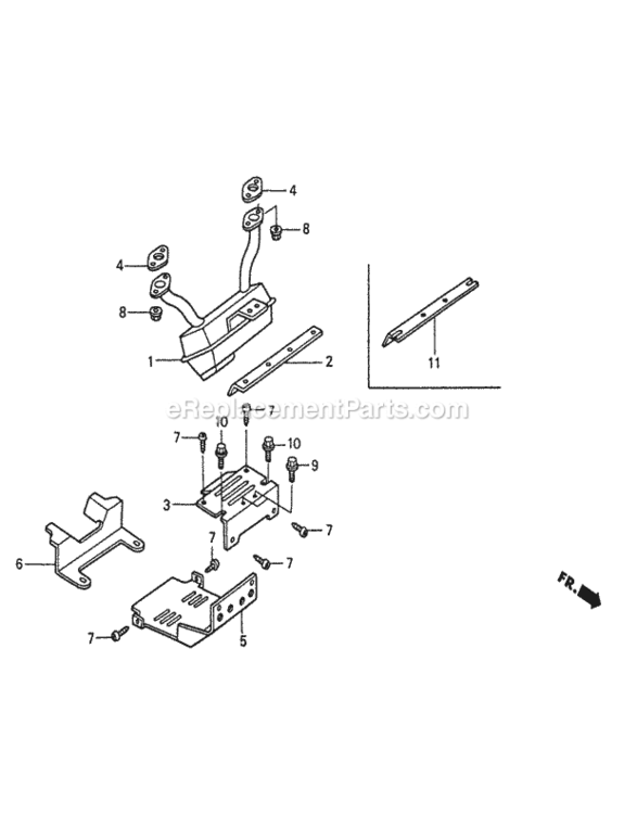 Muffler Diagram and Parts List for HA4120 Type H48AVIN# MZCJ-6000001 Honda Lawn Tractor
