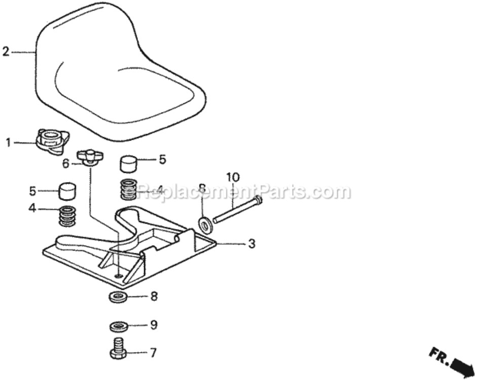 Seat Diagram and Parts List for HA4120 Type H48AVIN# MZCJ-6000001 Honda Lawn Tractor