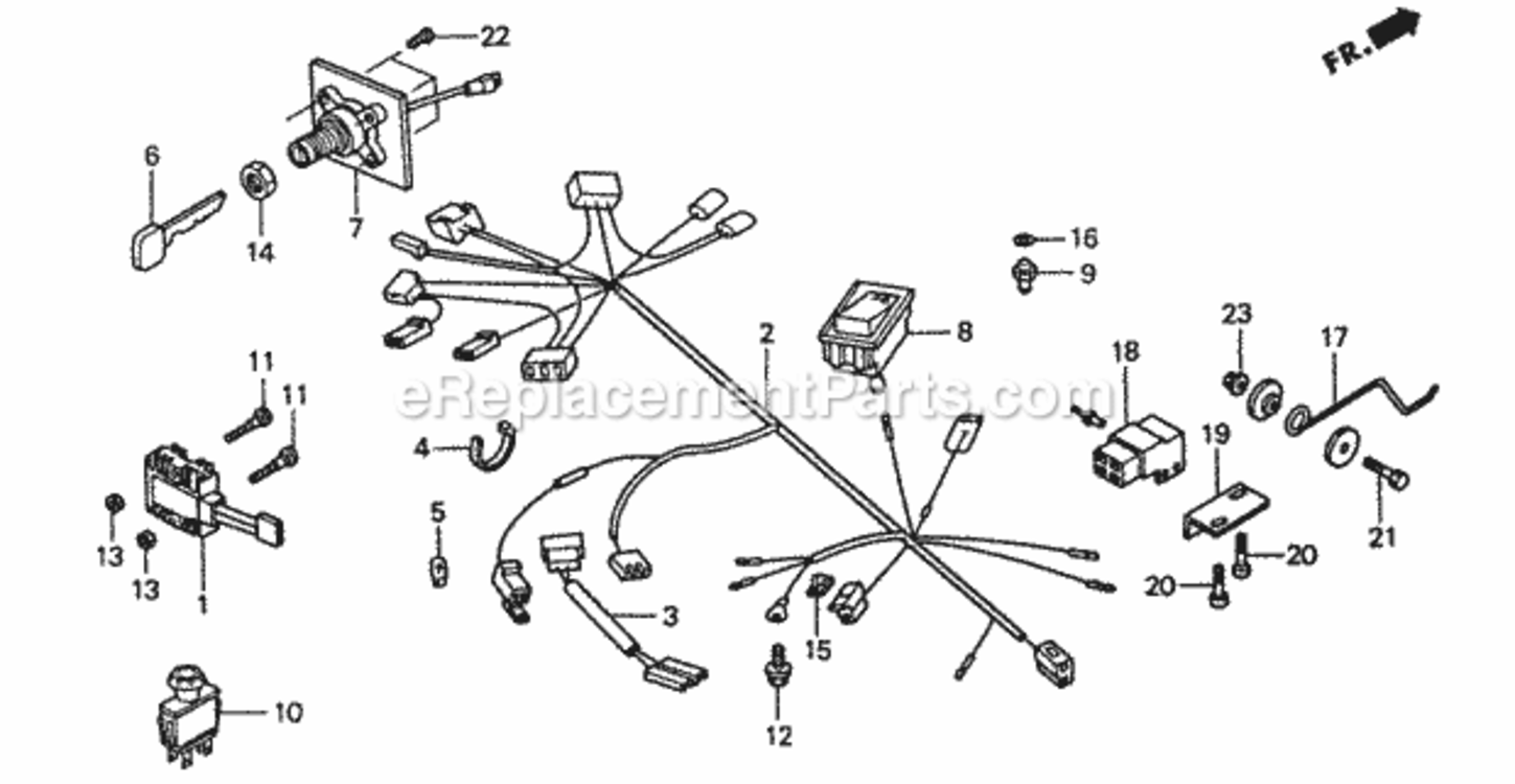 Wire Harness Diagram and Parts List for HA4120 Type H48AVIN# MZCJ-6000001 Honda Lawn Tractor