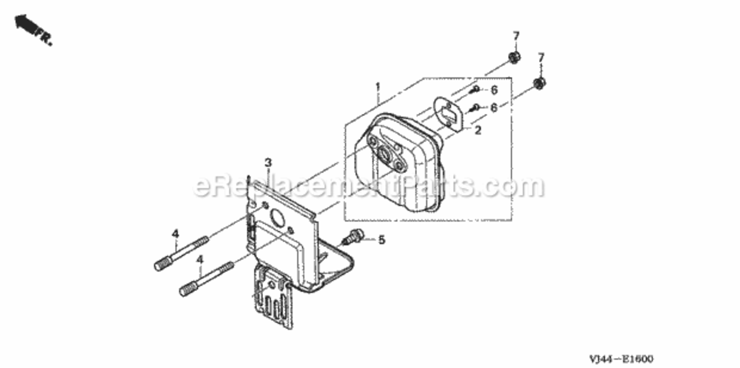 Muffler Diagram and Parts List for HHT25S Type LTAVIN# HAFA-1000001 to HAFA-9999999 Honda Trimmer