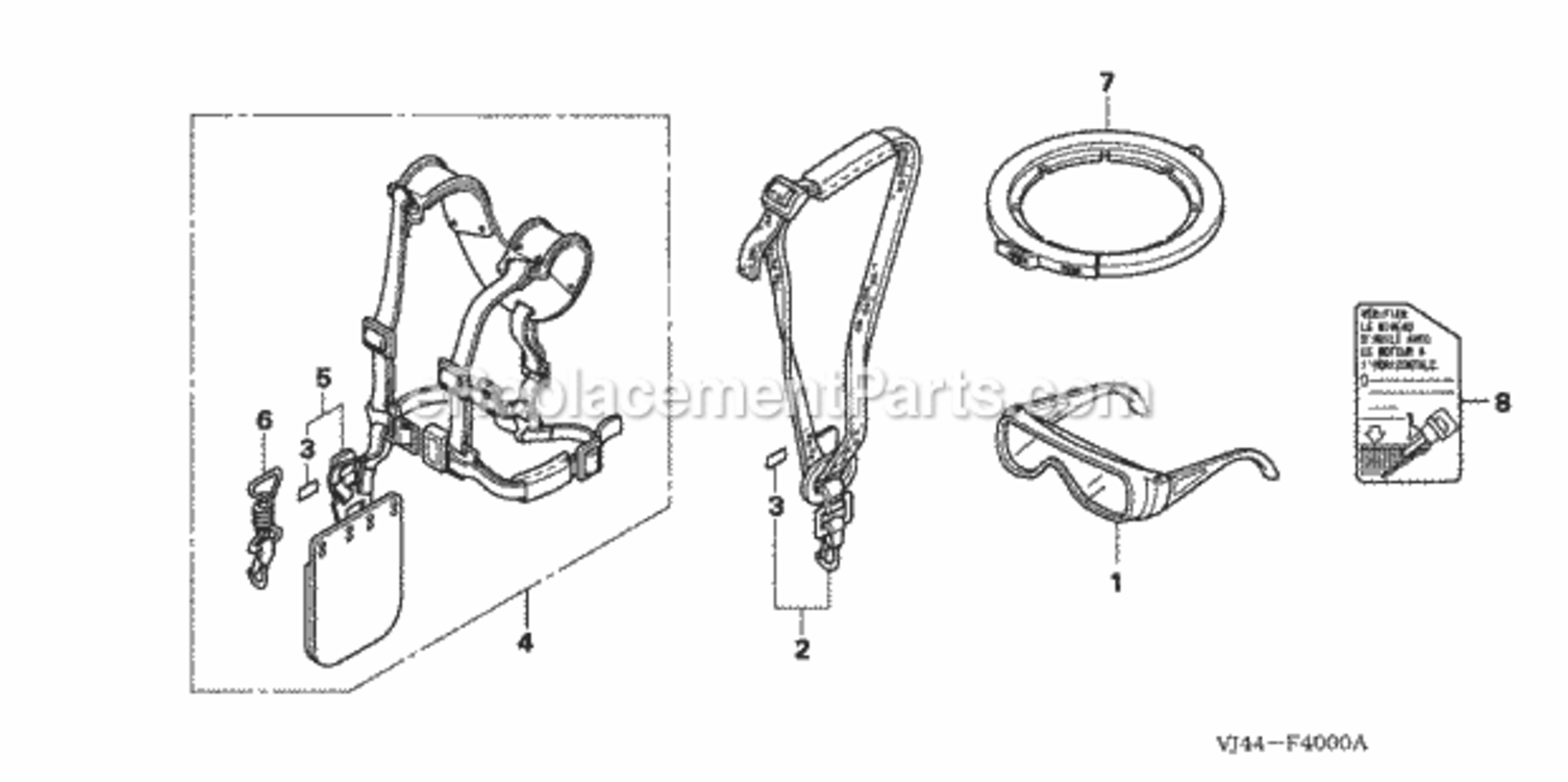 Shoulder Belt Diagram and Parts List for HHT25S Type LTAVIN# HAFA-1000001 to HAFA-9999999 Honda Trimmer
