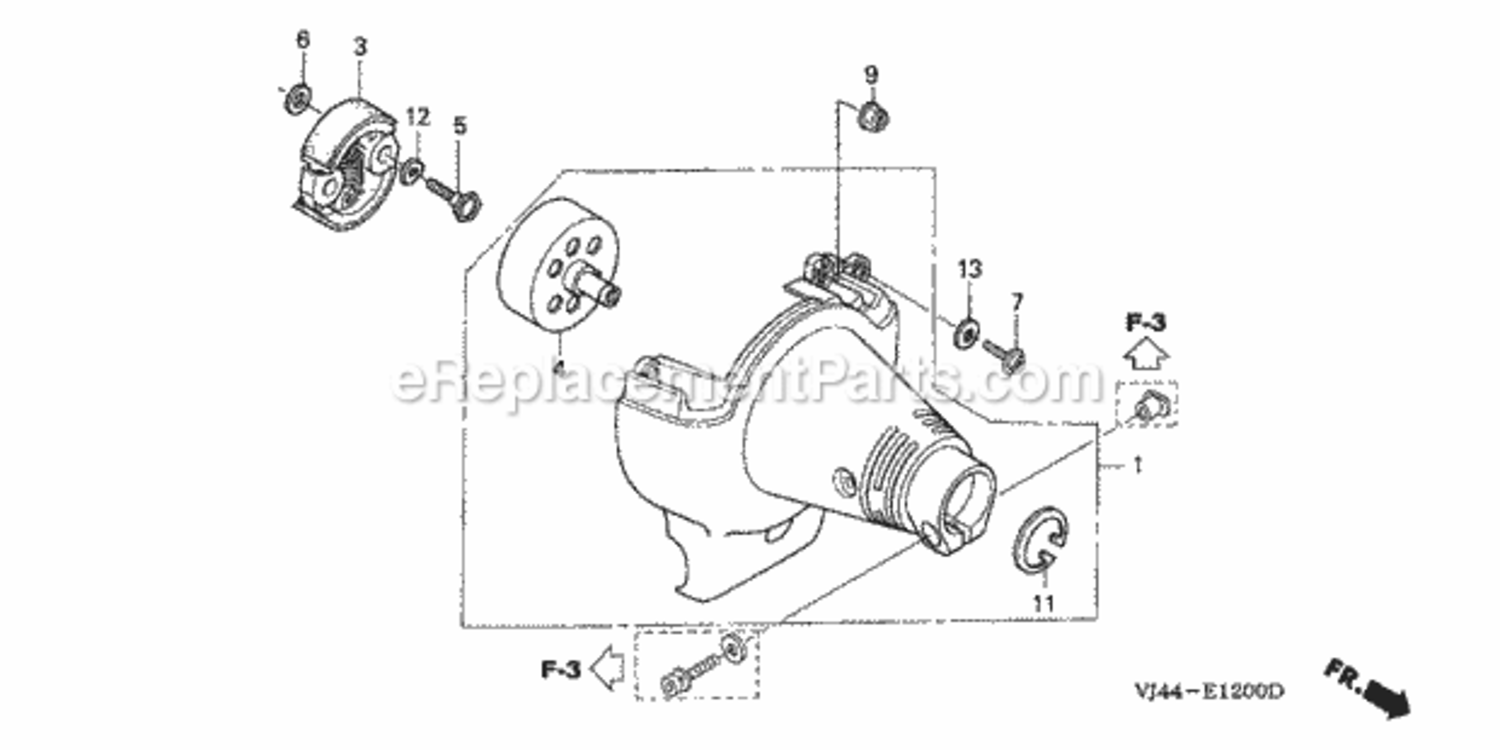 Fan Cover + Clutch Diagram and Parts List for HHT25S Type LTAVIN# HAFA-1000001 to HAFA-9999999 Honda Trimmer