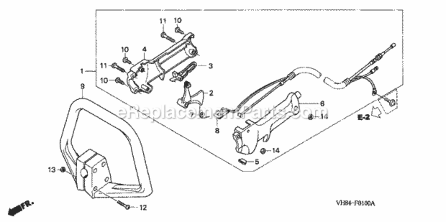 Loop Handle Diagram and Parts List for HHT31S Type LTAVIN# HADA-1000001 to HADA-9999999 Honda Trimmer