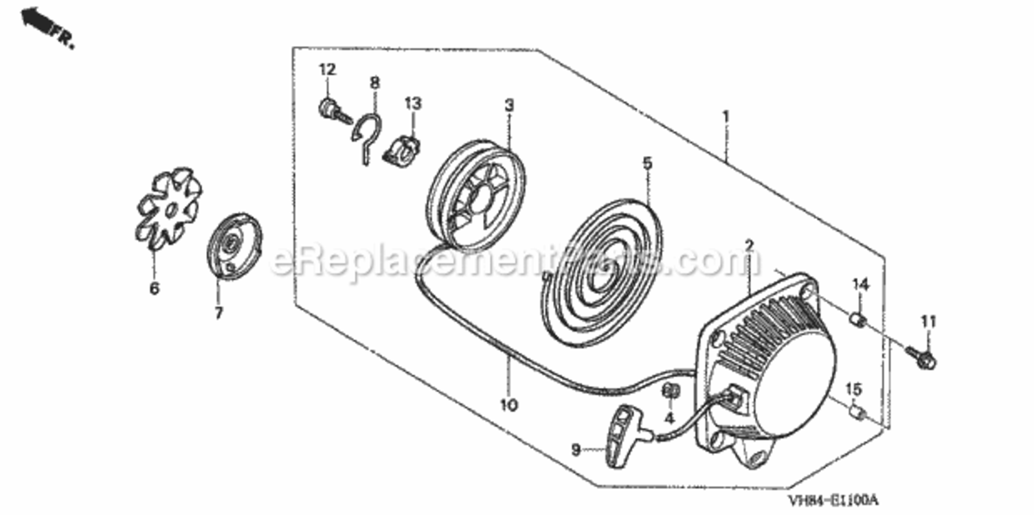 Recoil Starter Diagram and Parts List for HHT31S Type LTAVIN# HADA-1000001 to HADA-9999999 Honda Trimmer