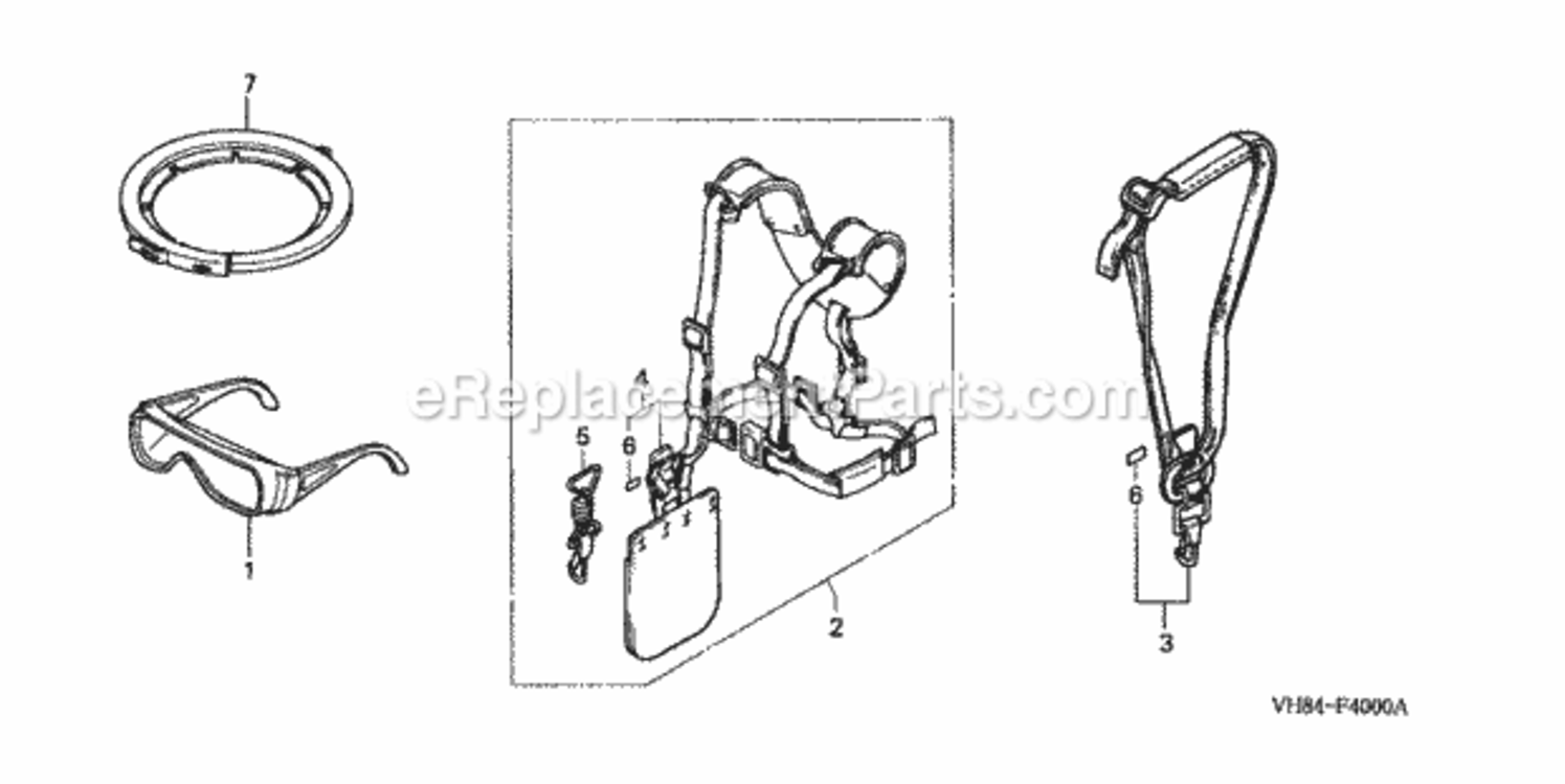Shoulder Belt Diagram and Parts List for HHT31S Type LTAVIN# HADA-1000001 to HADA-9999999 Honda Trimmer