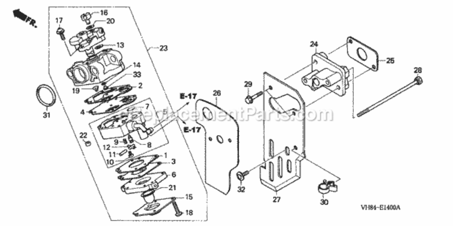 Carburetor Diagram and Parts List for HHT31S Type LTAVIN# HADA-1000001 to HADA-9999999 Honda Trimmer