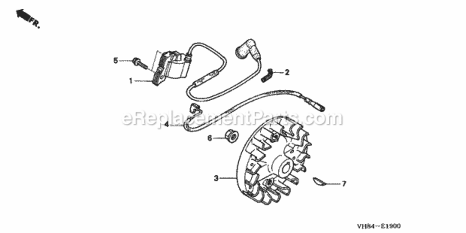 Flywheel + Ignition Coil Diagram and Parts List for HHT31S Type LTAVIN# HADA-1000001 to HADA-9999999 Honda Trimmer
