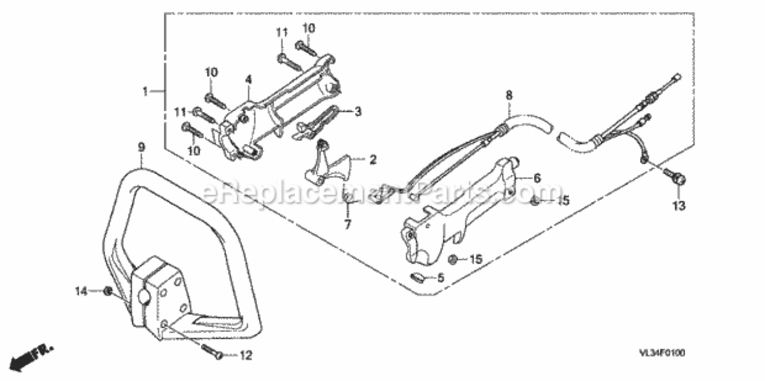 Loop Handle + Throttle Lever Diagram and Parts List for HHT35S Type LTATVIN# HAGA-1000001 Honda Trimmer
