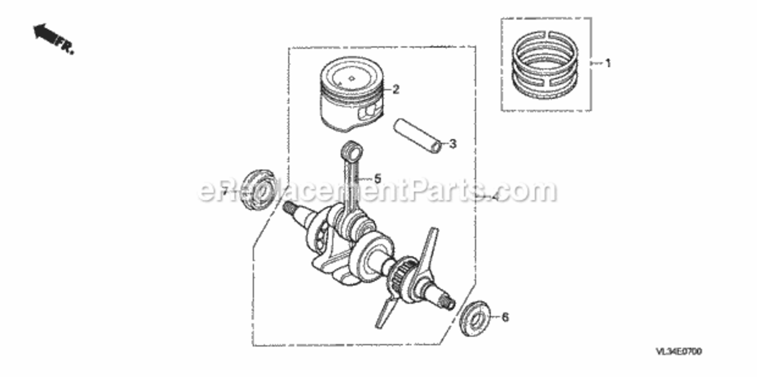 Crankshaft + Piston Diagram and Parts List for HHT35S Type LTATVIN# HAGA-1000001 Honda Trimmer