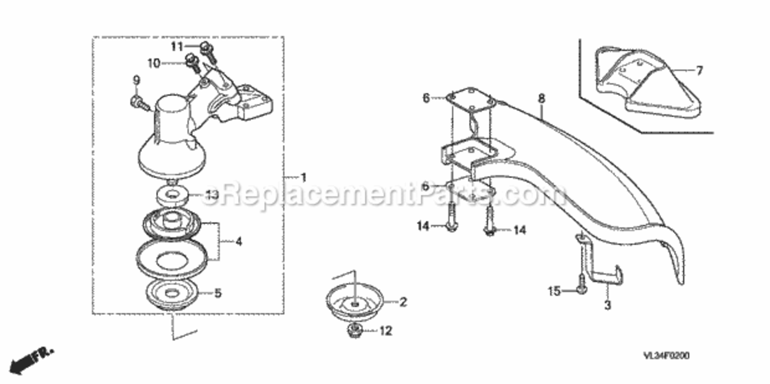 Gear Case Diagram and Parts List for HHT35S Type UKATVIN# HAHA-1000001 Honda Trimmer