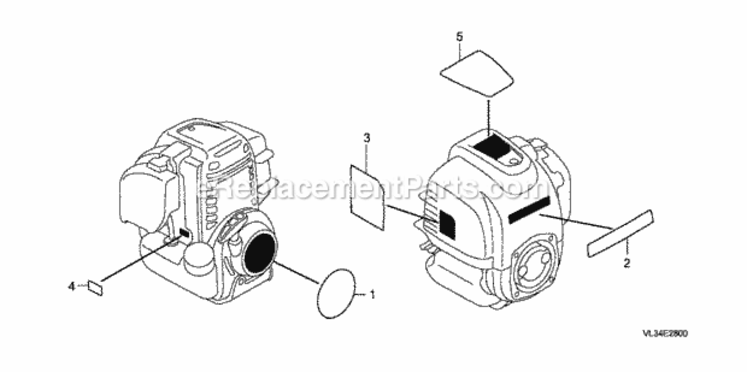 Labels 1 Diagram and Parts List for HHT35S Type UKATVIN# HAHA-1000001 Honda Trimmer