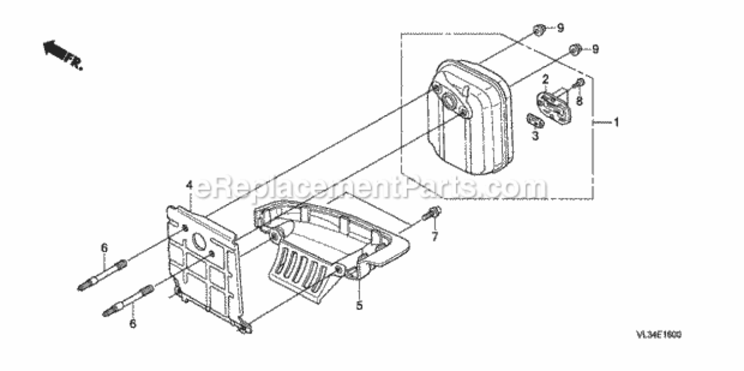 Muffler Diagram and Parts List for HHT35S Type UKATVIN# HAHA-1000001 Honda Trimmer