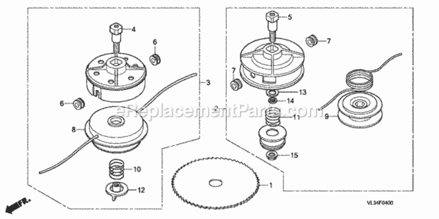 Nylon Cutter + Cutter Blade Diagram and Parts List for HHT35S Type UKATVIN# HAHA-1000001 Honda Trimmer