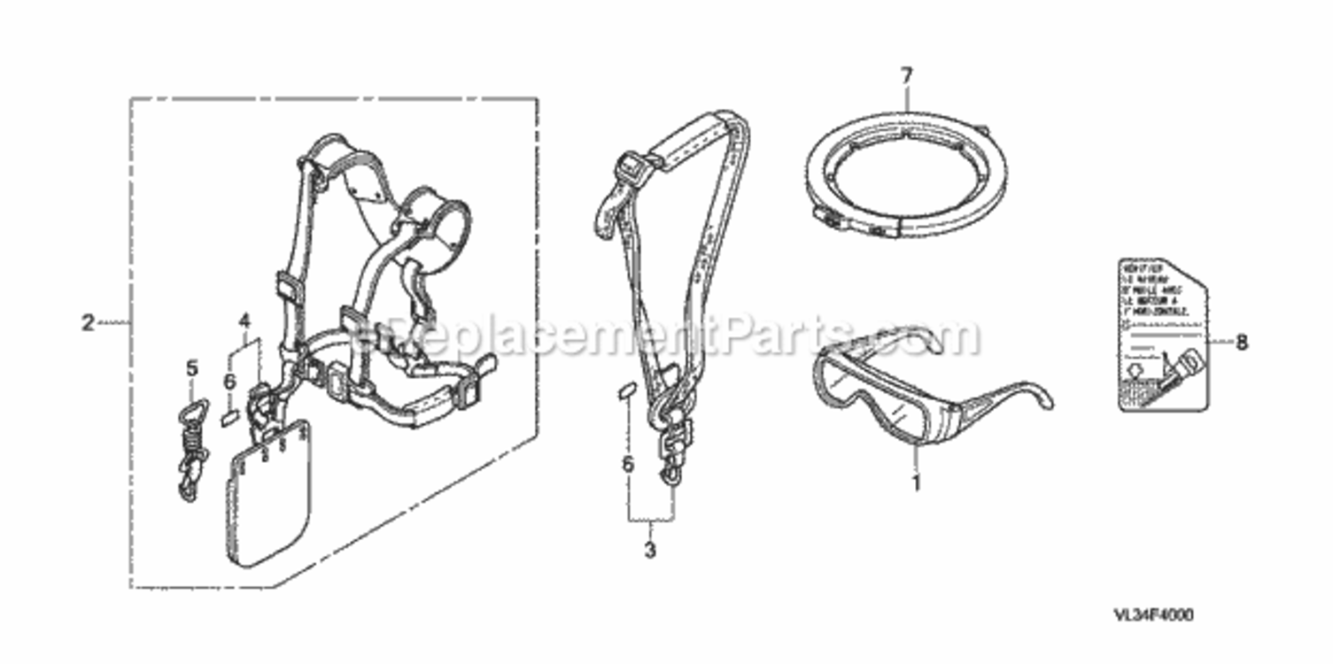 Shoulder Belt Diagram and Parts List for HHT35S Type UKATVIN# HAHA-1000001 Honda Trimmer