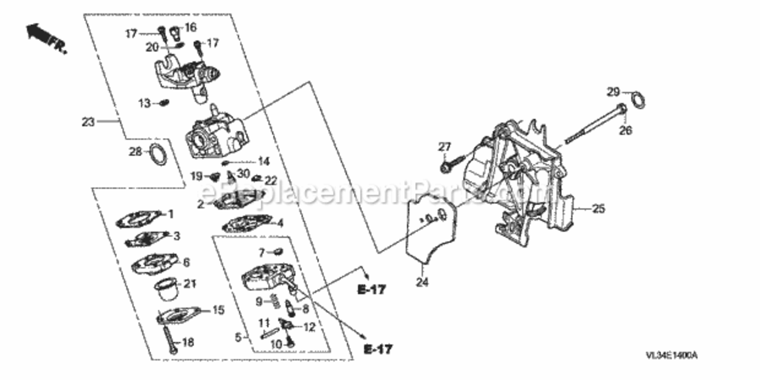 Carburetor Diagram and Parts List for HHT35S Type UKATVIN# HAHA-1000001 Honda Trimmer
