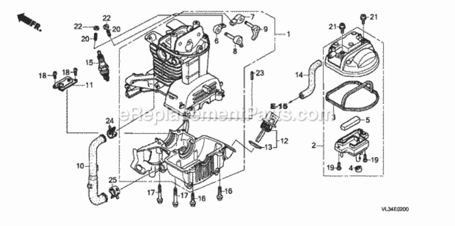 Crankcase Set Diagram and Parts List for HHT35S Type UKATVIN# HAHA-1000001 Honda Trimmer