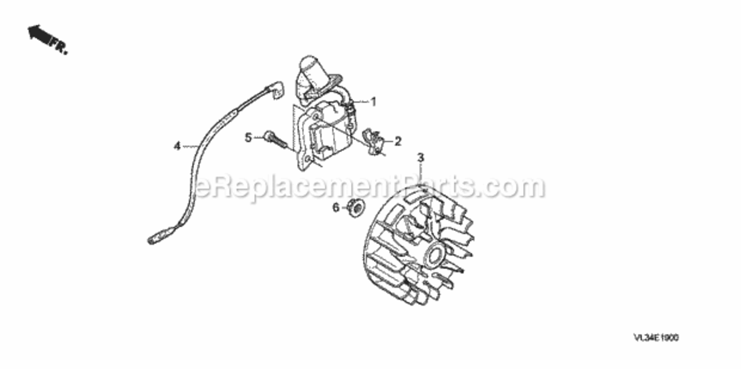 Flywheel + Ignition Coil Diagram and Parts List for HHT35S Type UKATVIN# HAHA-1000001 Honda Trimmer
