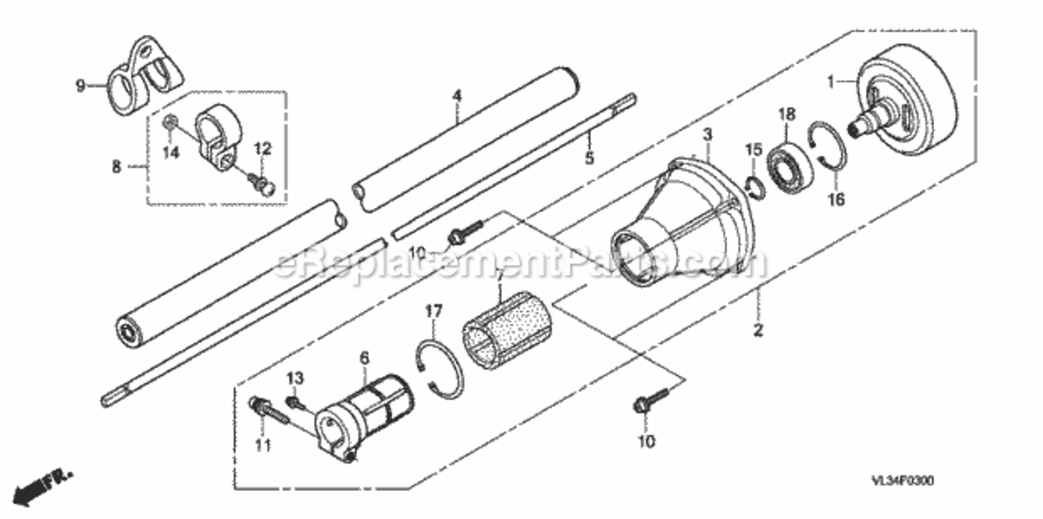 Frame Pipe Diagram and Parts List for HHT35S Type UKATVIN# HAHA-1000001 Honda Trimmer