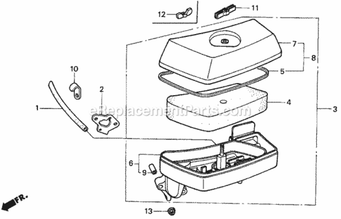 Air Cleaner Diagram and Parts List for HR173 Type PDAVIN# MA2R-6000001 Honda Lawn Mower