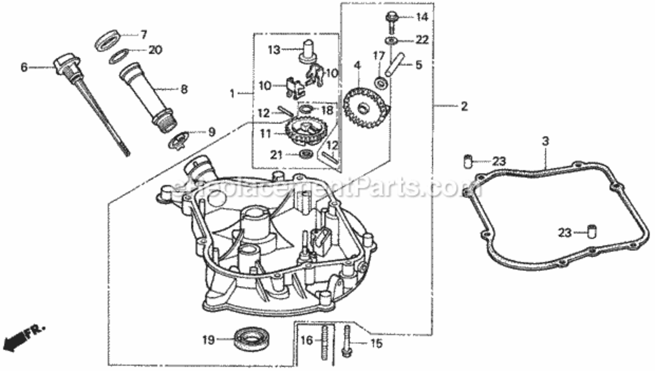 Oil Pan Diagram and Parts List for HR173 Type PDAVIN# MA2R-6000001 Honda Lawn Mower