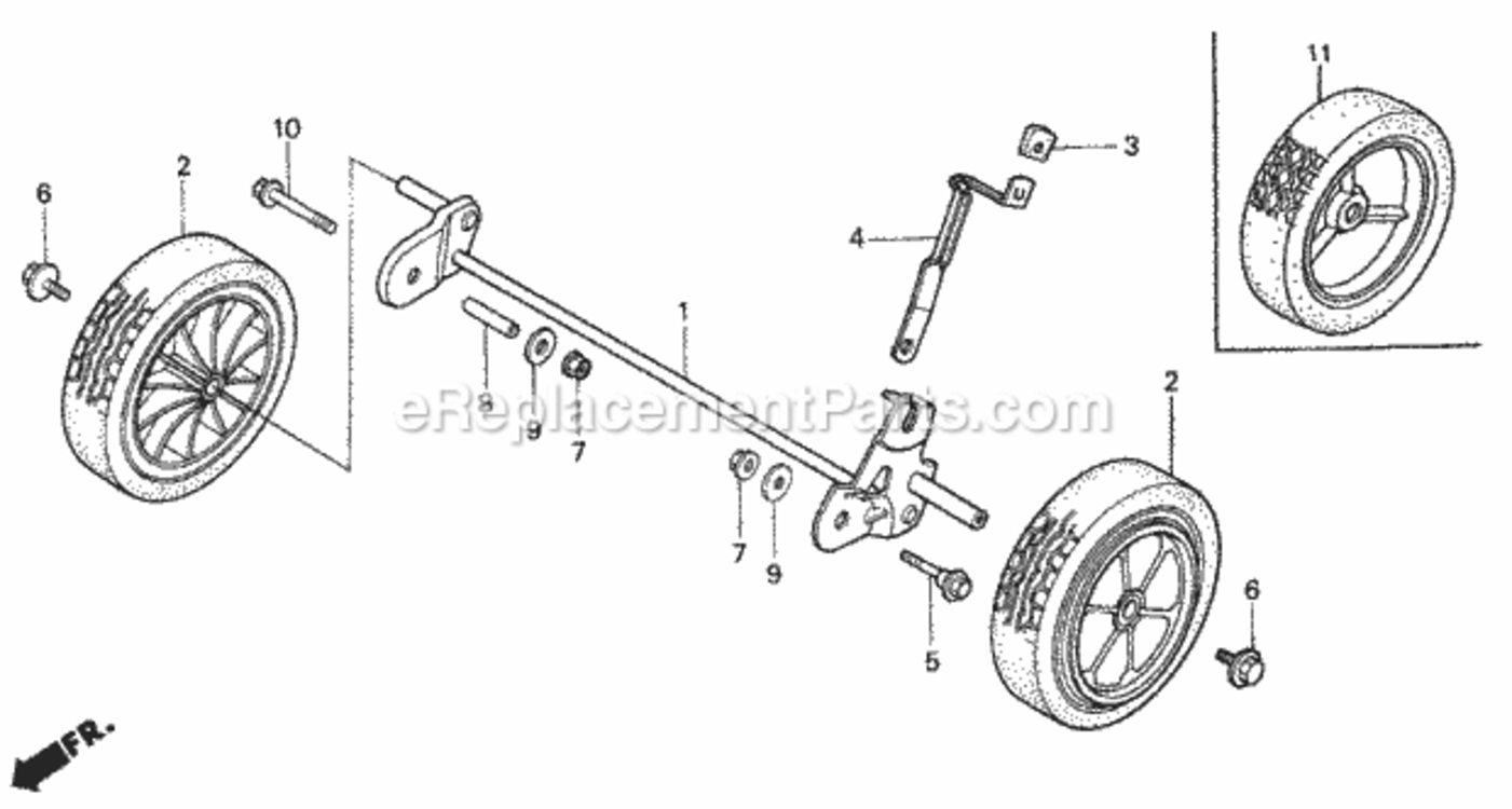 Rear Wheel Diagram and Parts List for HR173 Type PDAVIN# MA2R-6000001 Honda Lawn Mower
