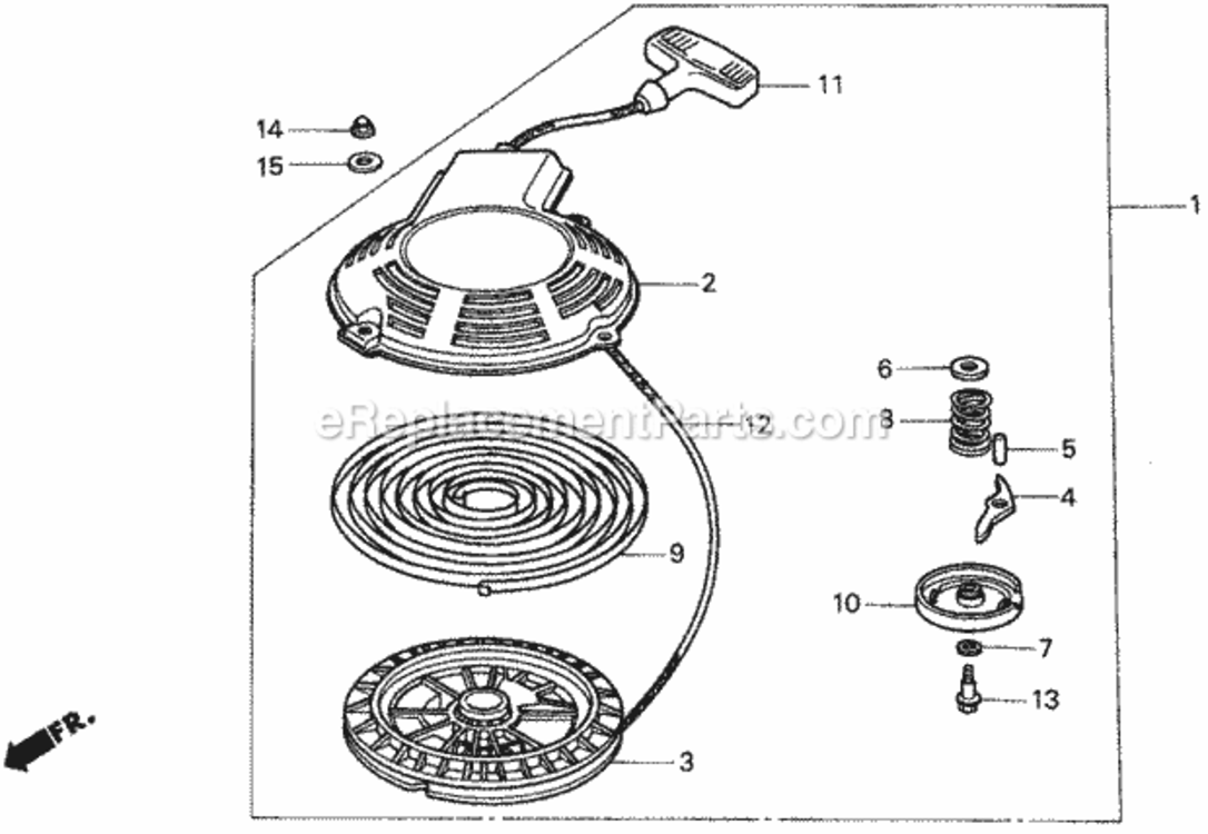 Recoil Starter --2613584 Diagram and Parts List for HR173 Type PDAVIN# MA2R-6000001 Honda Lawn Mower