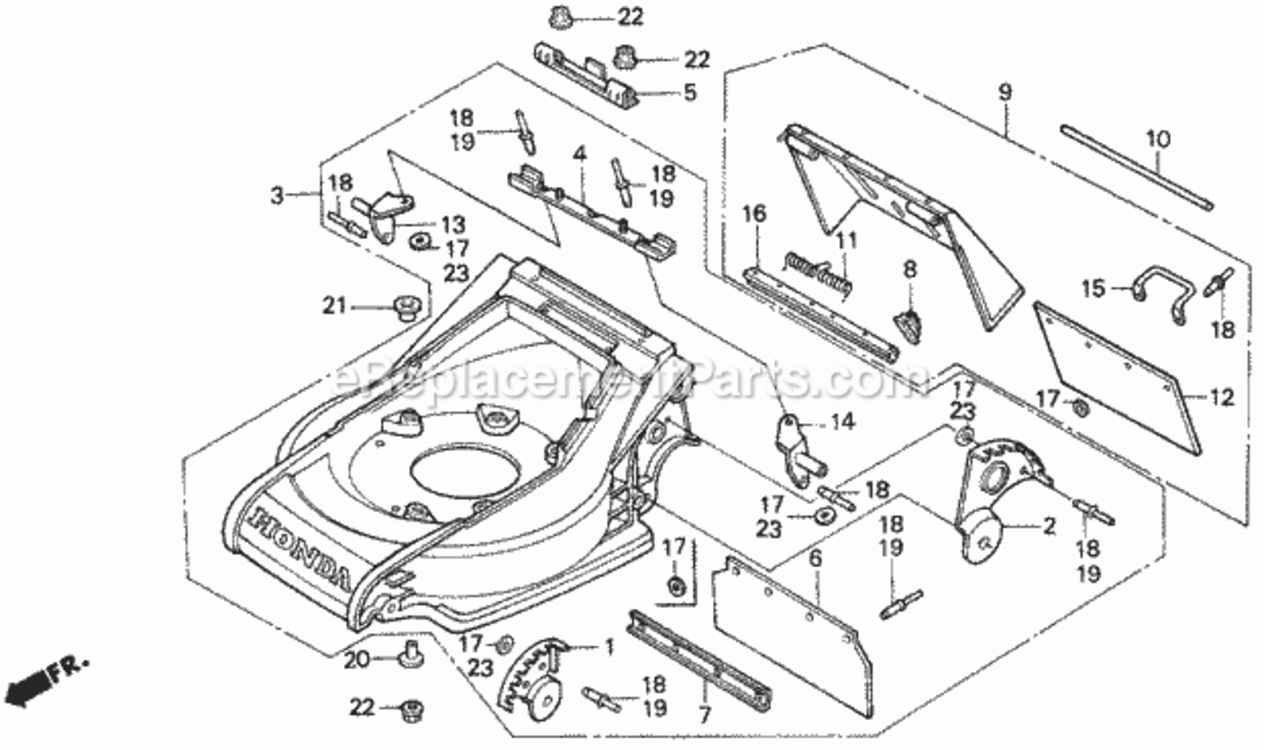 Cutter Housing Diagram and Parts List for HR173 Type PDAVIN# MA2R-6000001 Honda Lawn Mower
