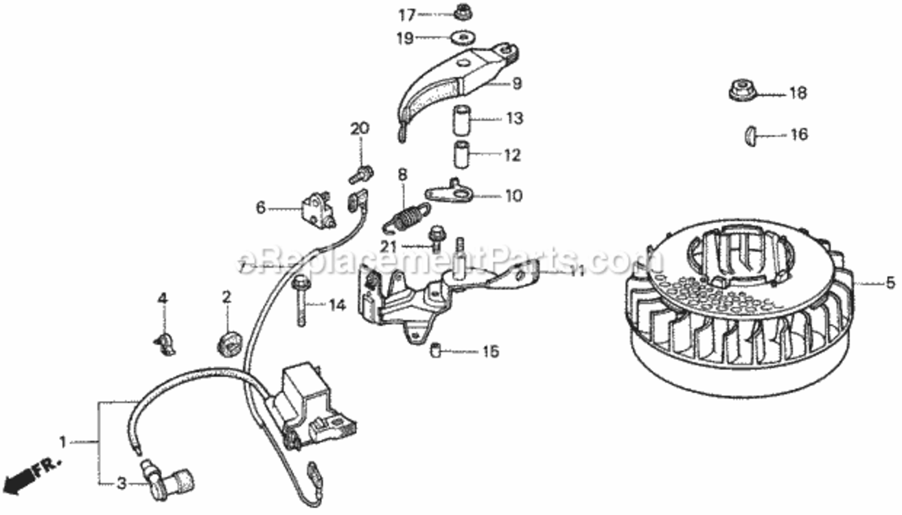 Flywheel Diagram and Parts List for HR173 Type PDAVIN# MA2R-6000001 Honda Lawn Mower