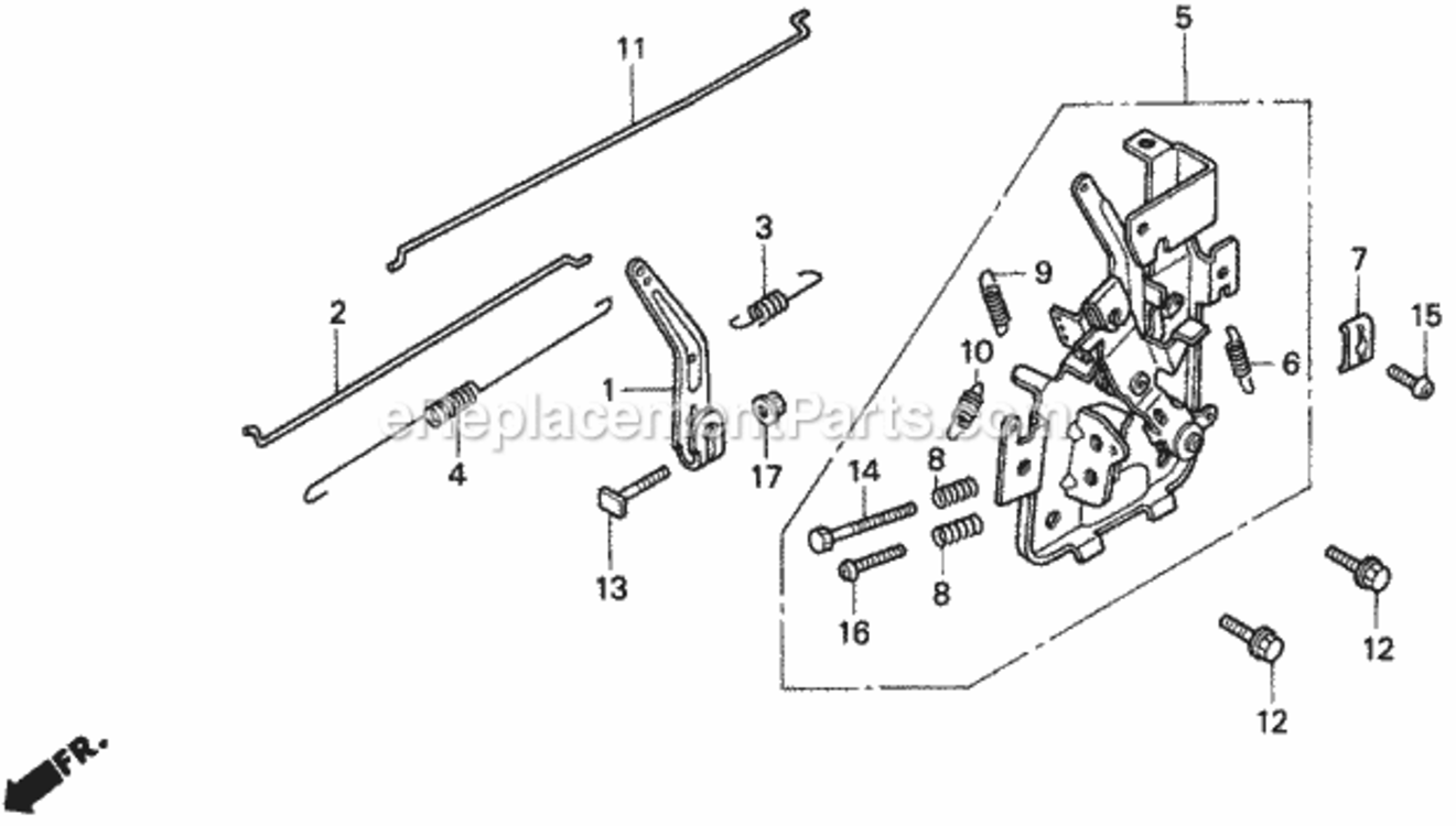 Governor Arm 2490349-- Diagram and Parts List for HR173 Type PDAVIN# MA2R-6000001 Honda Lawn Mower