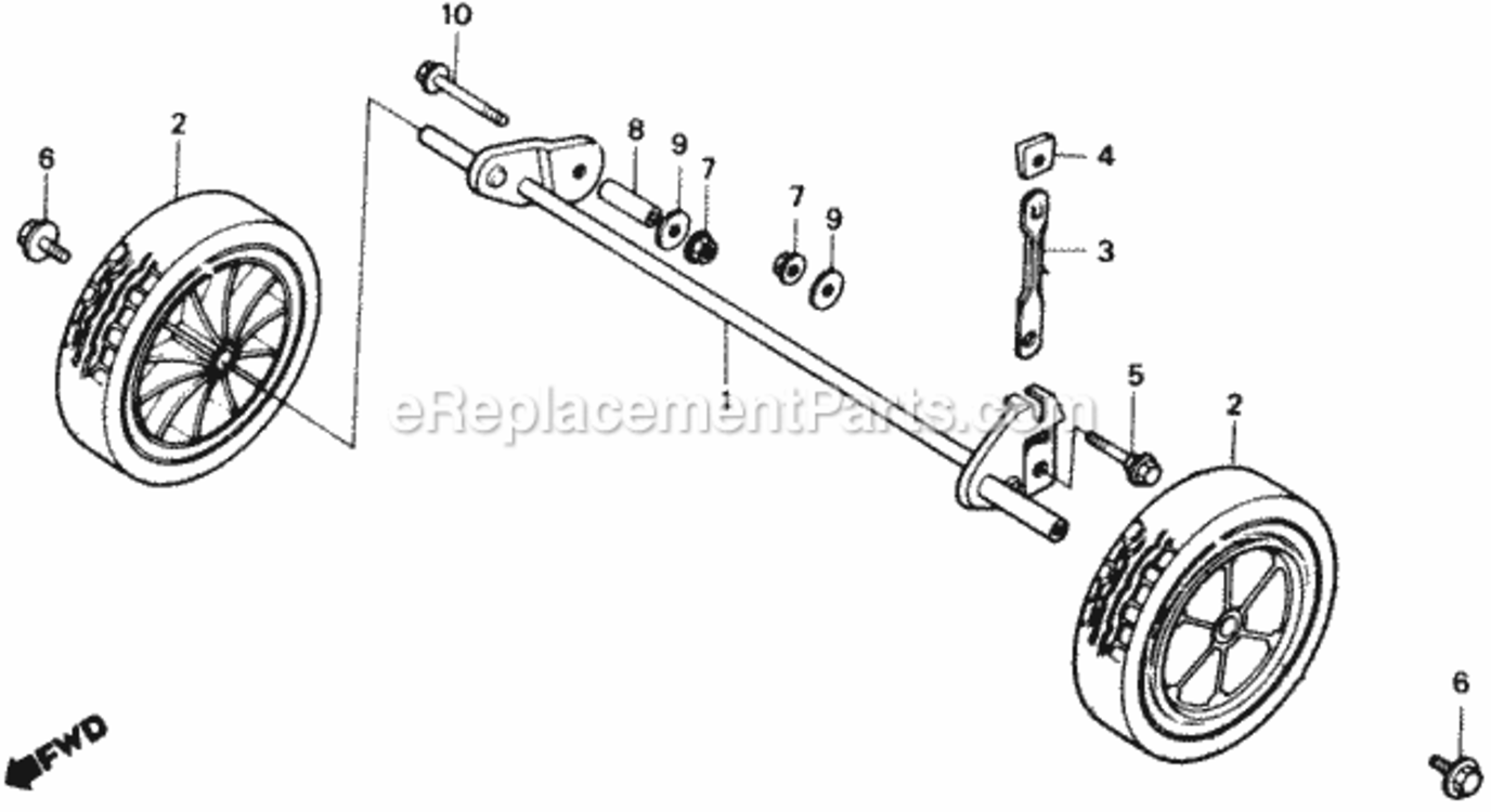 Front Wheel Diagram and Parts List for HR17EPA Type EPAVIN# MAER-6000001 Honda Lawn Mower