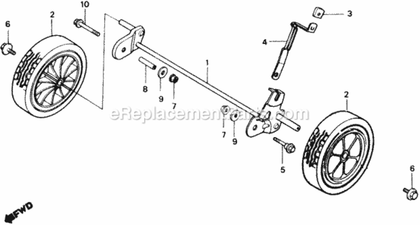 Rear Wheel Diagram and Parts List for HR17EPA Type EPAVIN# MAER-6000001 Honda Lawn Mower