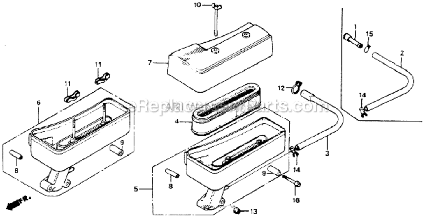 Air Cleaner Diagram and Parts List for HR194 PXAVin#HR194-1000001 Honda Lawn Mower