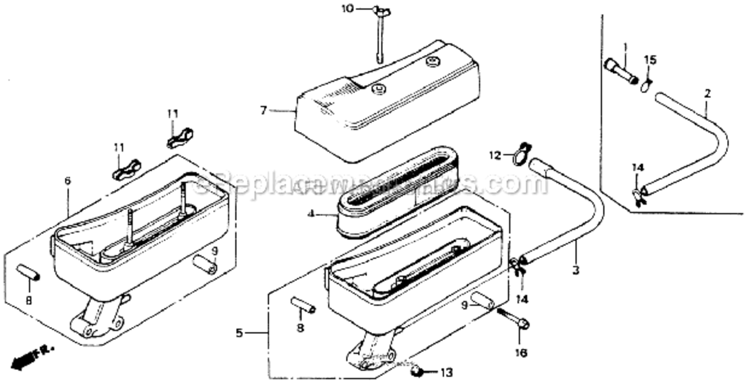 Air Cleaner Diagram and Parts List for HR194 SXAVin#HR194-1000001 Honda Lawn Mower