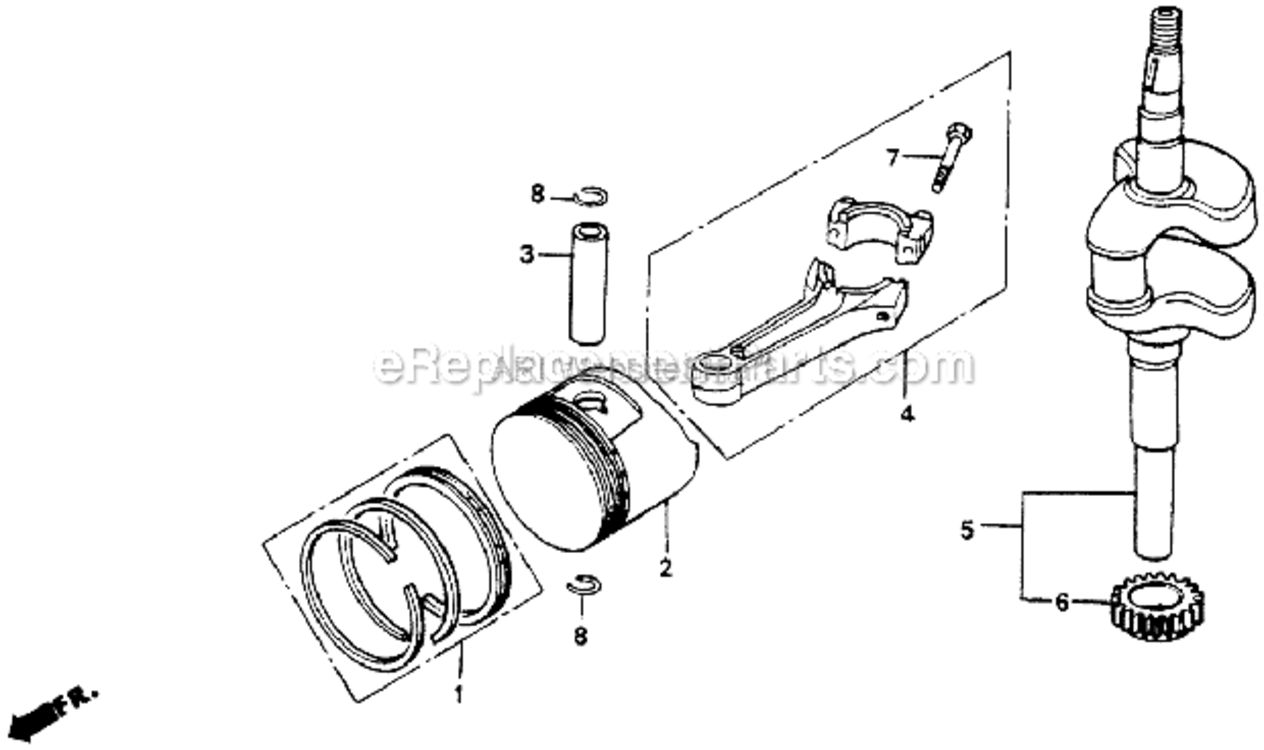 Piston Diagram and Parts List for HR194 SXAVin#HR194-1000001 Honda Lawn Mower