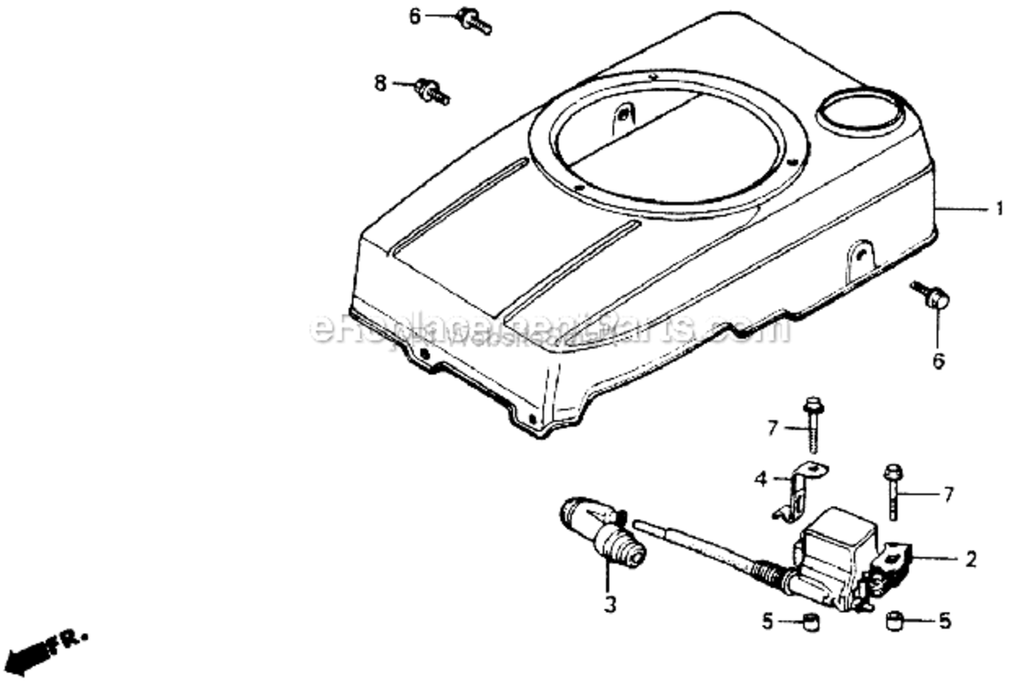 Fan Cover Diagram and Parts List for HR194 SXAVin#HR194-1000001 Honda Lawn Mower